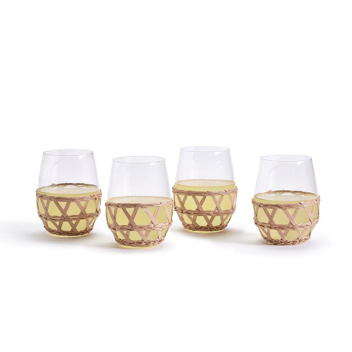 Two's Company Lattice Stemless Wine Glasses Set of Four