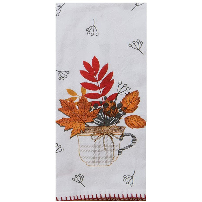 Kay Dee Designs Autumn Leaves in Coffee Mug Krinkle-Textured Flour Sack Towel