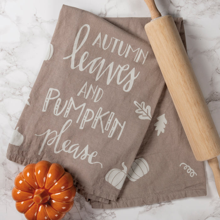 Primitives By Kathy Autumn Leaves and Pumpkin Please Kitchen Towel
