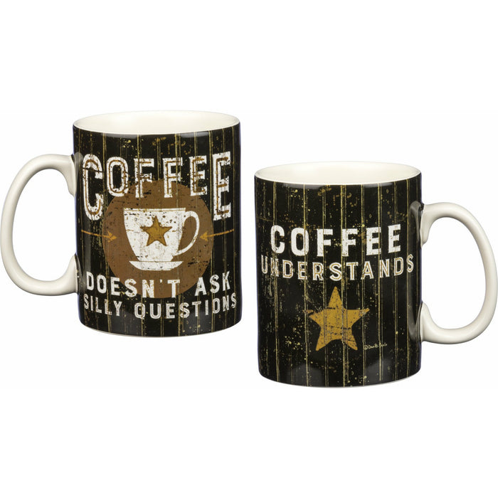 Primitives By Kathy Coffee Doesn't Ask Silly Questions Coffee Mug