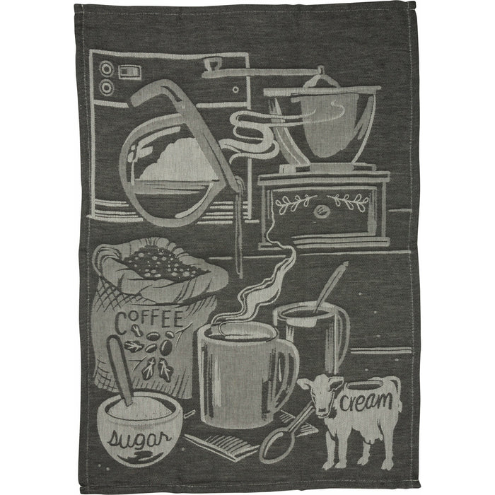 Primitives By Kathy Jacquard Dish Towel Coffee and Cream