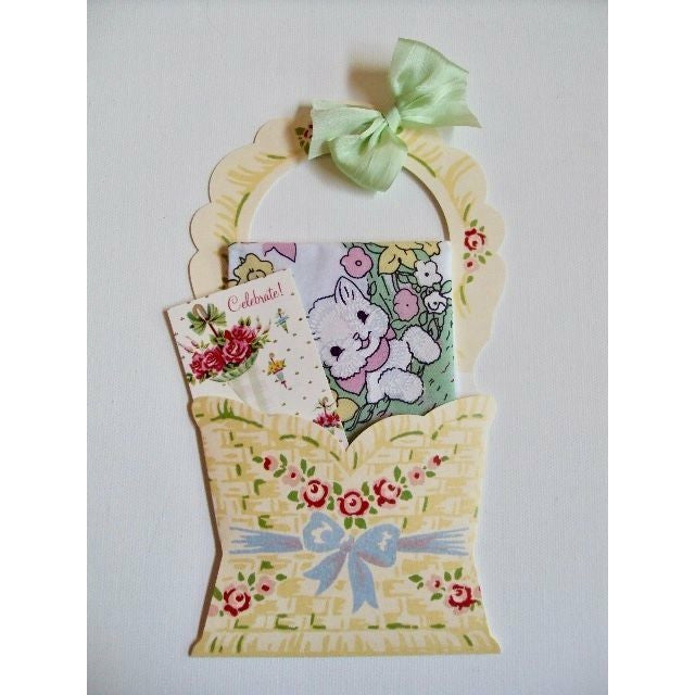 LuRay Kitten Hankie Gift Basket Card