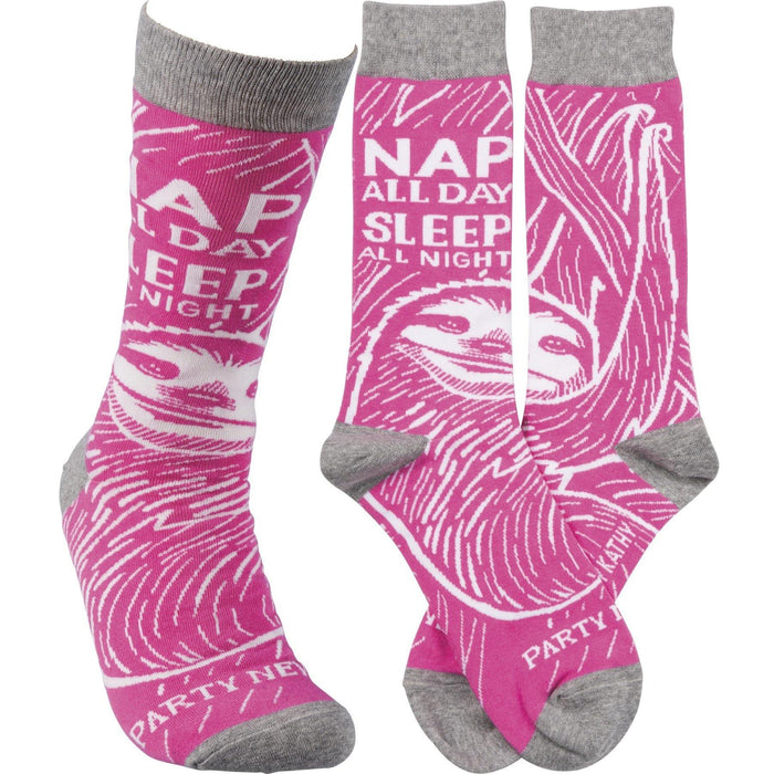 Primitives By Kathy - Nap All Day Sleep All Night Party Never - Socks | Specialty Food Items and Unique Gift Ideas for Everyone