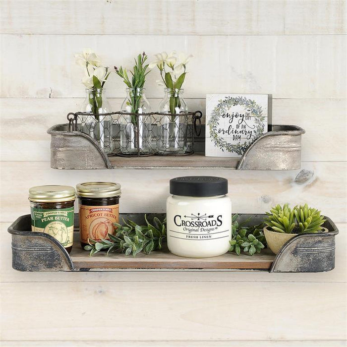 Blossom Bucket - Galvanized Shelves with Wood Base - Set of 2 | Specialty Food Items and Unique Gift Ideas for Everyone