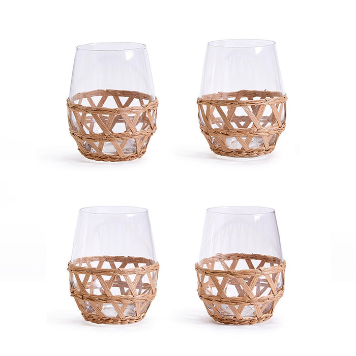 Two's Company Lattice Stemless Wine Glasses Set of Four