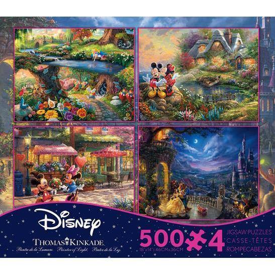 Ceaco - Disney 4 In 1 Puzzles Alice In Wonderland, Mickey and Minnie Mouse (2), Beauty and The Beast - Puzzles | Specialty Food Items and Unique Gift Ideas for Everyone