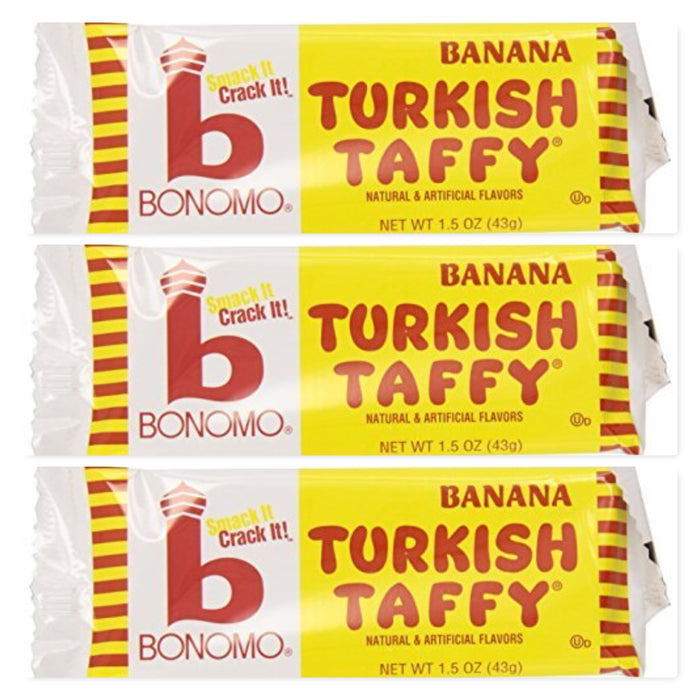 Bonomo Turkish Taffy Variety Pack 3 Bars Each Chocolate, Banana, Vanilla, Strawberry