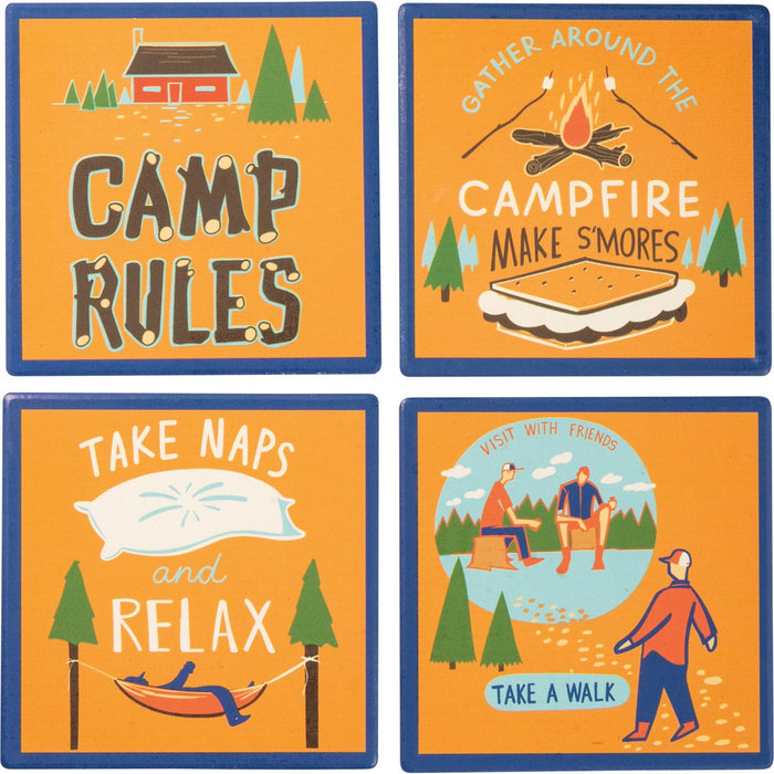 Primitives By Kathy Camp Rules Coaster Set