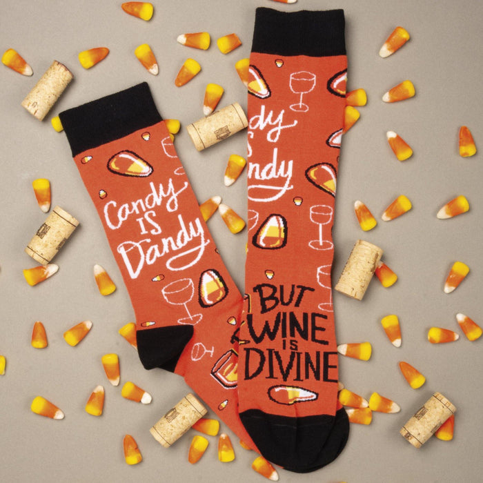 Primitives By Kathy- Candy Is Dandy But Wine Is Divine-Socks | Specialty Food Items and Unique Gift Ideas for Everyone