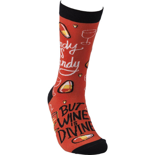 Primitives By Kathy- Candy Is Dandy But Wine Is Divine-Socks | Specialty Food Items and Unique Gift Ideas for Everyone