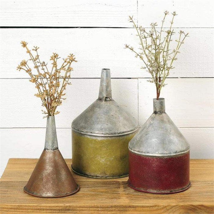 Blossom Bucket Painted Metal Funnel Containers
