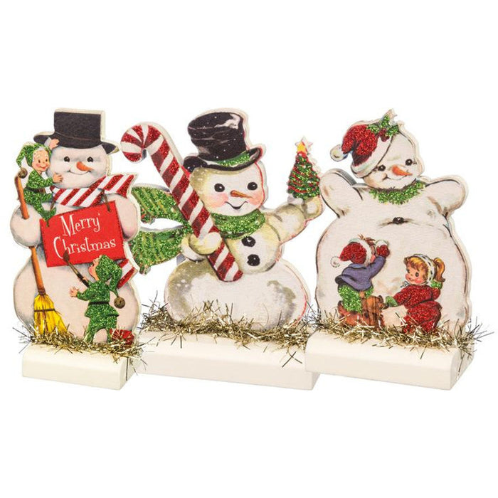 Primitives By Kathy Stand Up Set - Retro Snowmen