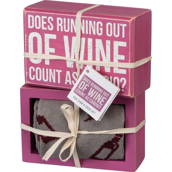 Primitives By Kathy - Running Out Of Wine - Box Sign and Socks | Specialty Food Items and Unique Gift Ideas for Everyone
